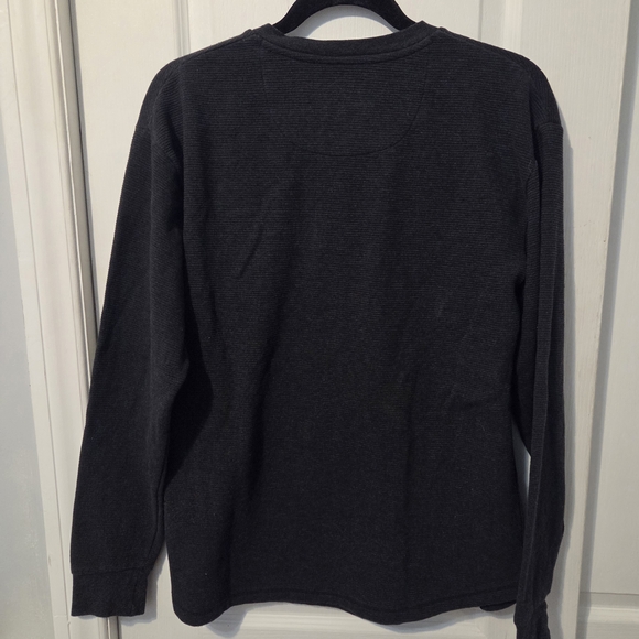 Kangol Waffle Knit Henley Black Long Sleeve Cotton Thermal Medium Mens Top - Picture 5 of 10